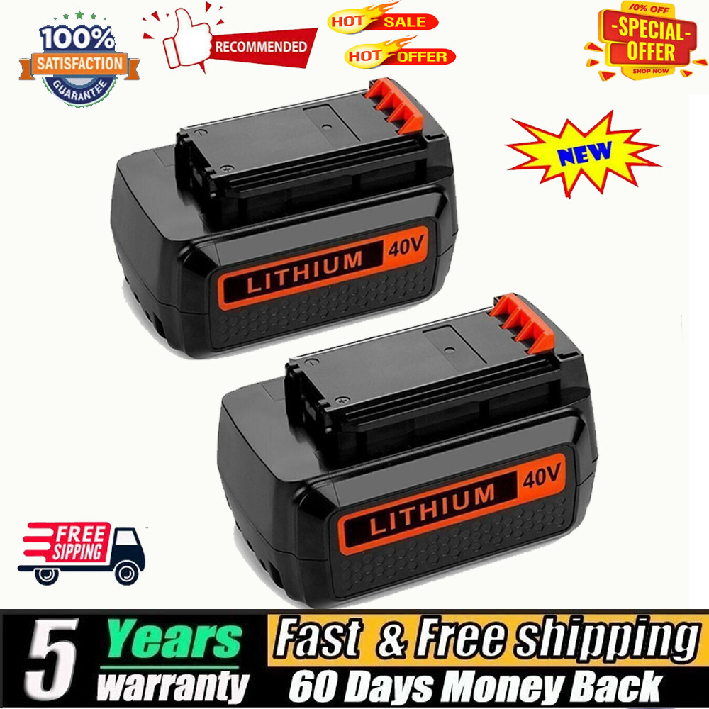 2Pack 4.0Ah Battery for Black and Decker 40V Max Lithium LBX2040 LBXR36 LSW36
