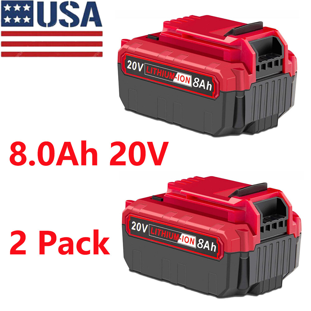Pack For Porter Cable Pack 20V 8.0Ah PCC671B PCC620B 20Volt Battery Lithium-Ion