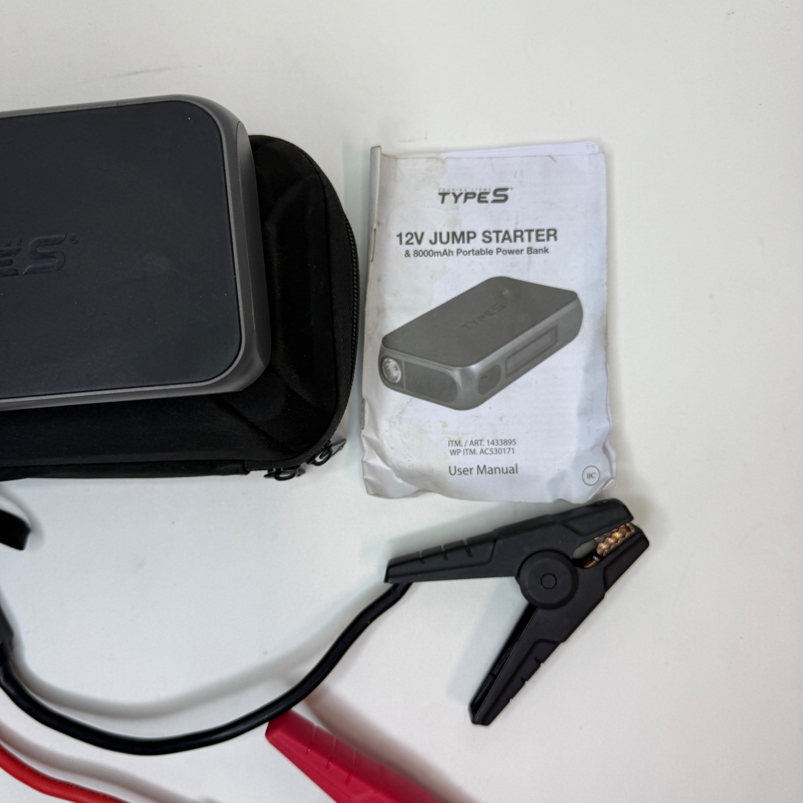 TYPE S 12V Jump Starter 8000mAh Portable Power Bank AC530171 with Case Manual