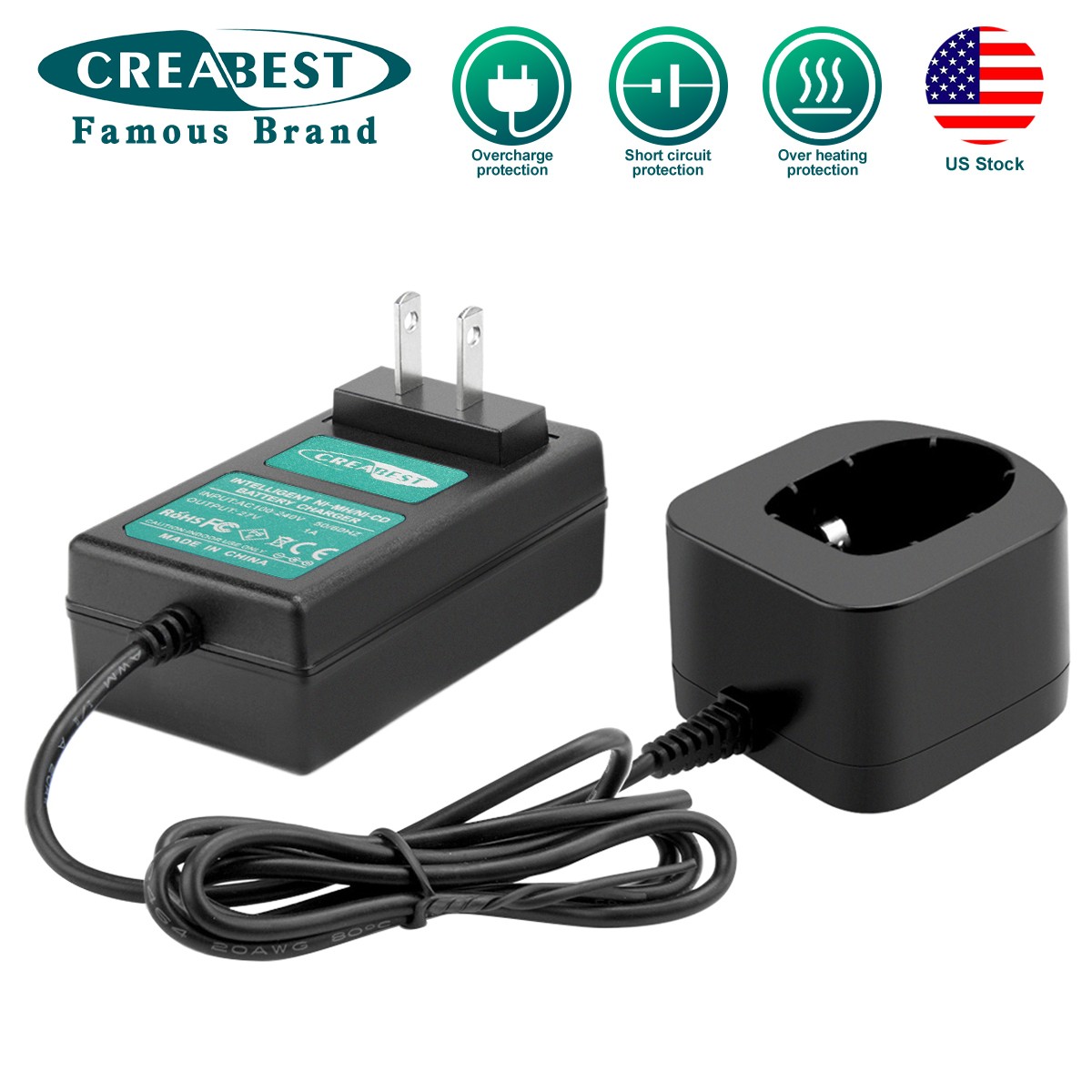 For Ryobi HP61K 1400143 RY1804 1400672 HP1441 7.2V-18V Ni-MH/CD Battery Charger