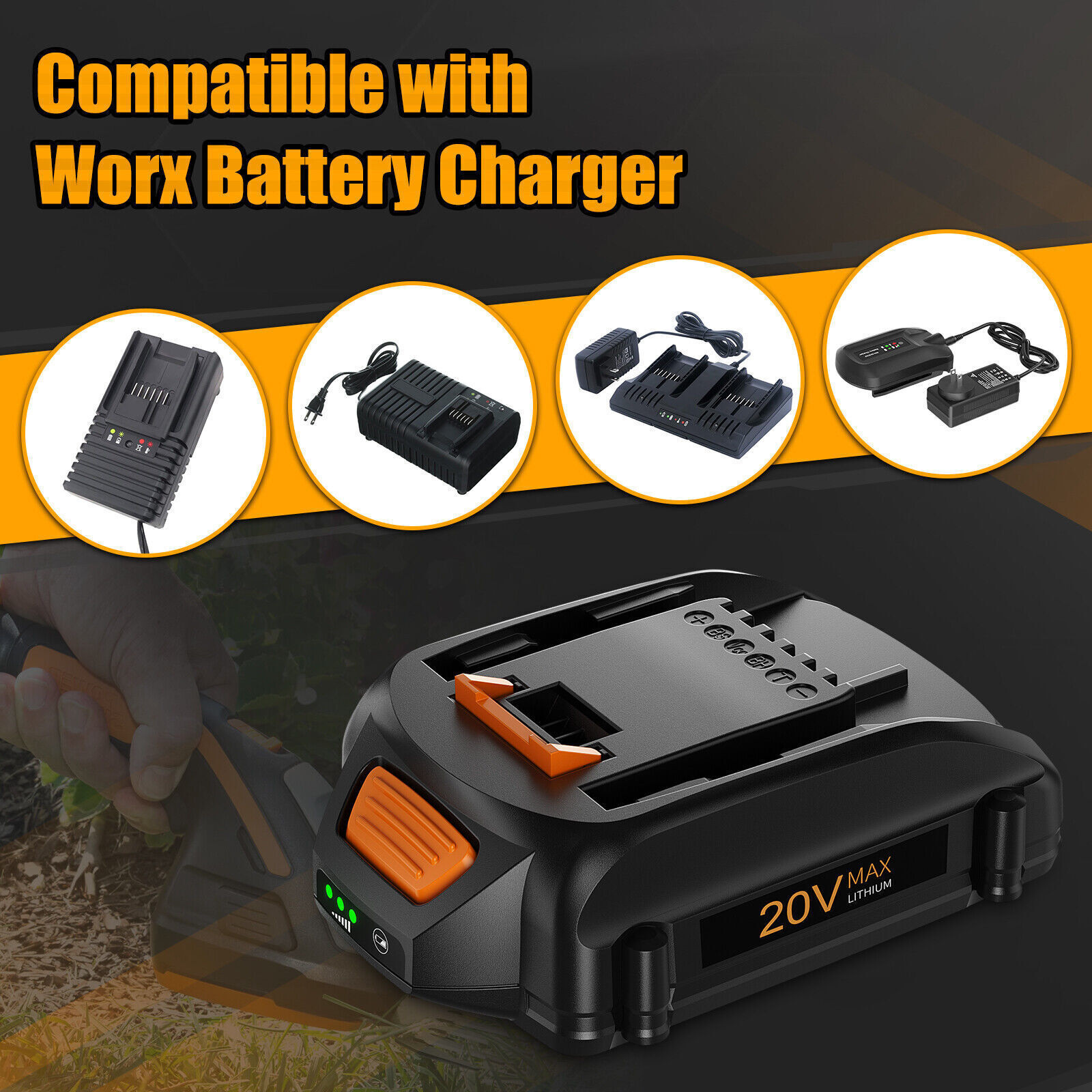 8.0AH For WORX 20V MAX Extend Lithium 3.5AH Battery WA3520 WA3525 WA3575 WG155