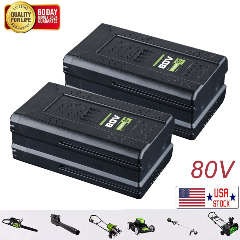 2X 80V 5.5Ah Lithium Ion Battery ‎for Greenworks Pro 80-Volt GBA80200 GBA80250