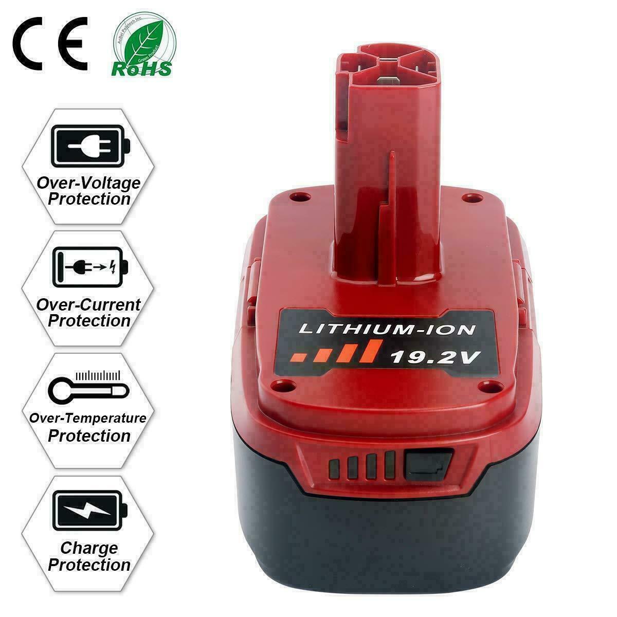 2Pack 8.0Ah for Craftsman 19.2V Lithium XCP Battery C3 DieHard 11375 OR Charger