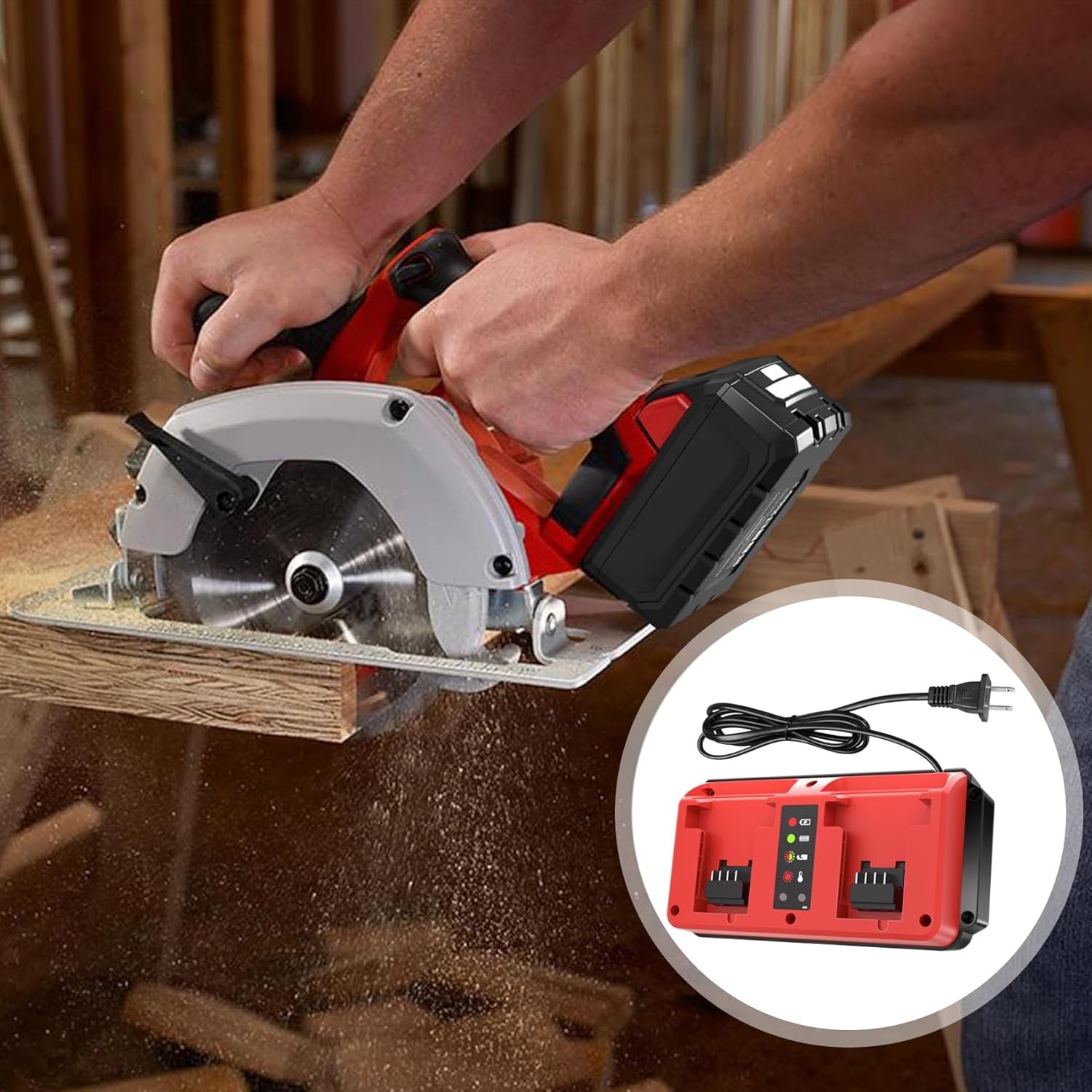 18V Battery Charger Dual Ports Charging Station for Milwaukee 18V Li-Ion Battery
