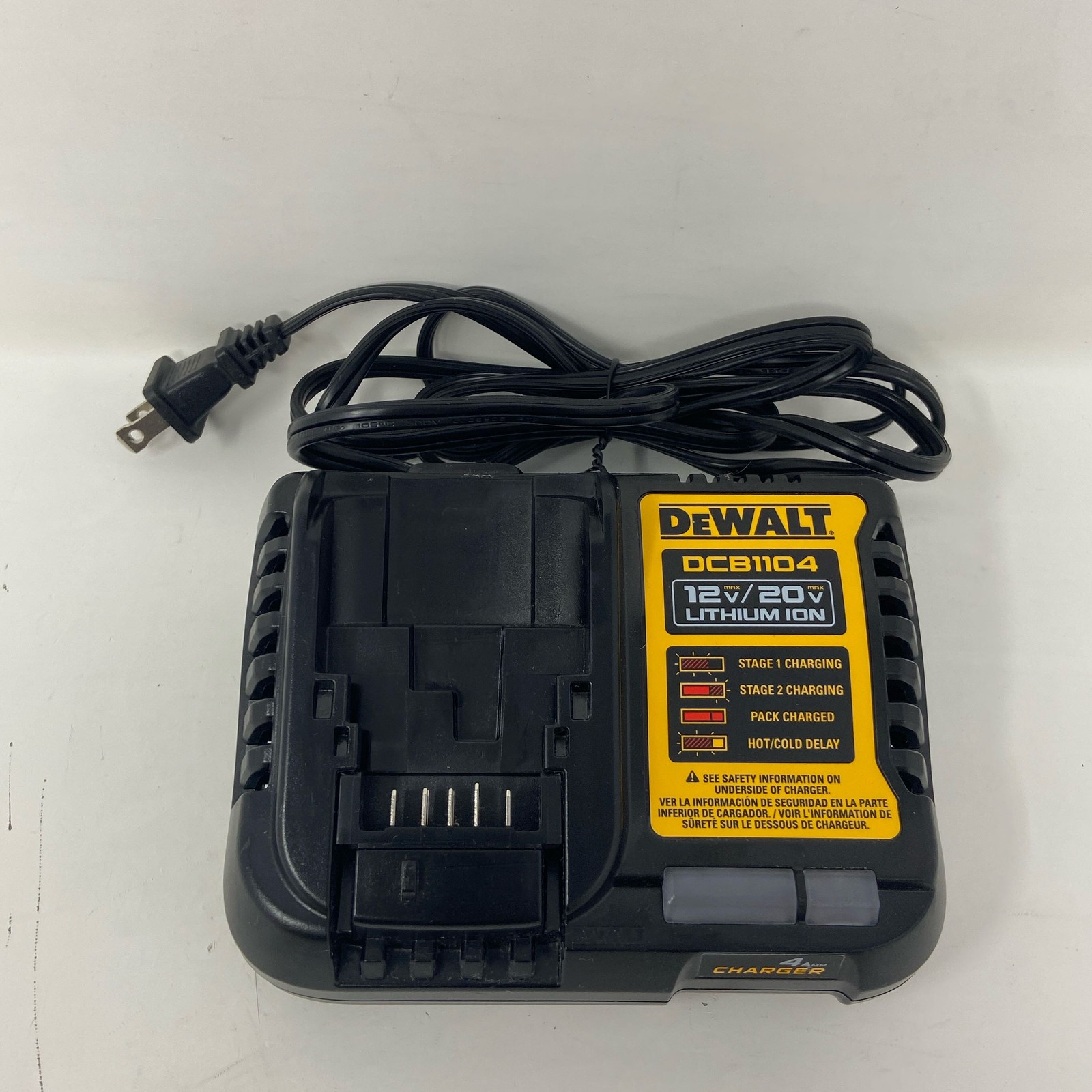 DEWALT DCB1104 12V/20V MAX 4A Battery Charger – Black/Yellow