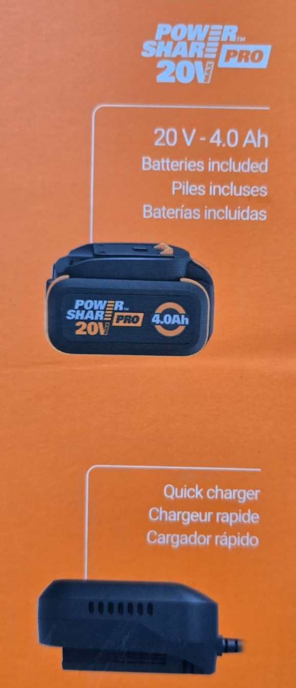 Genuine WORX 20V 4.0Ah Power Share Lithium Battery WA3674 & WA3801 Charger – New