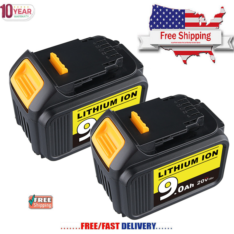 2 pack 9.0Ah Lithium-Ion Battery For DeWalt 20V for DCB200 20 Volt MAX DCB206-2