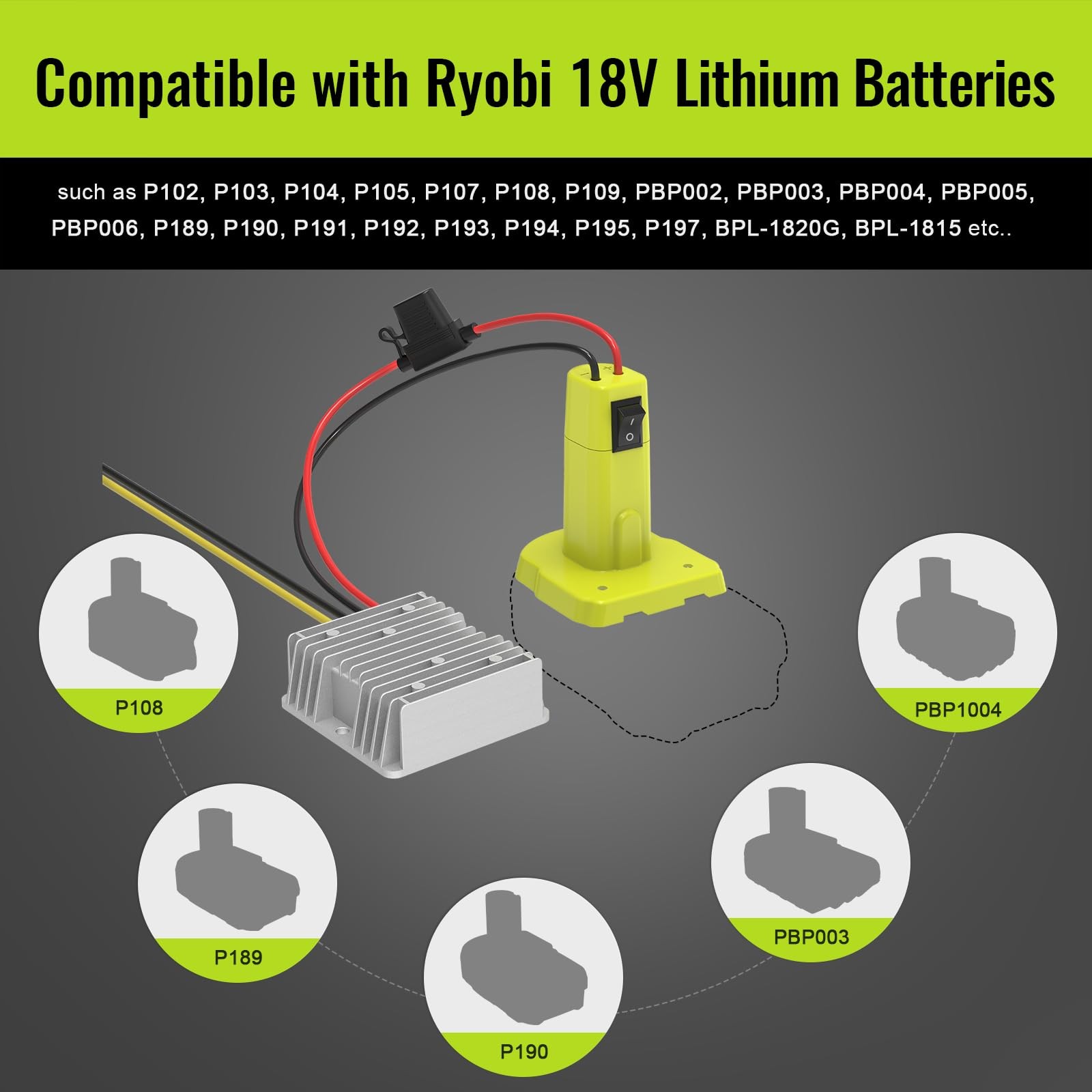 18V to 12V Step Down Converter Compatible with Ryobi