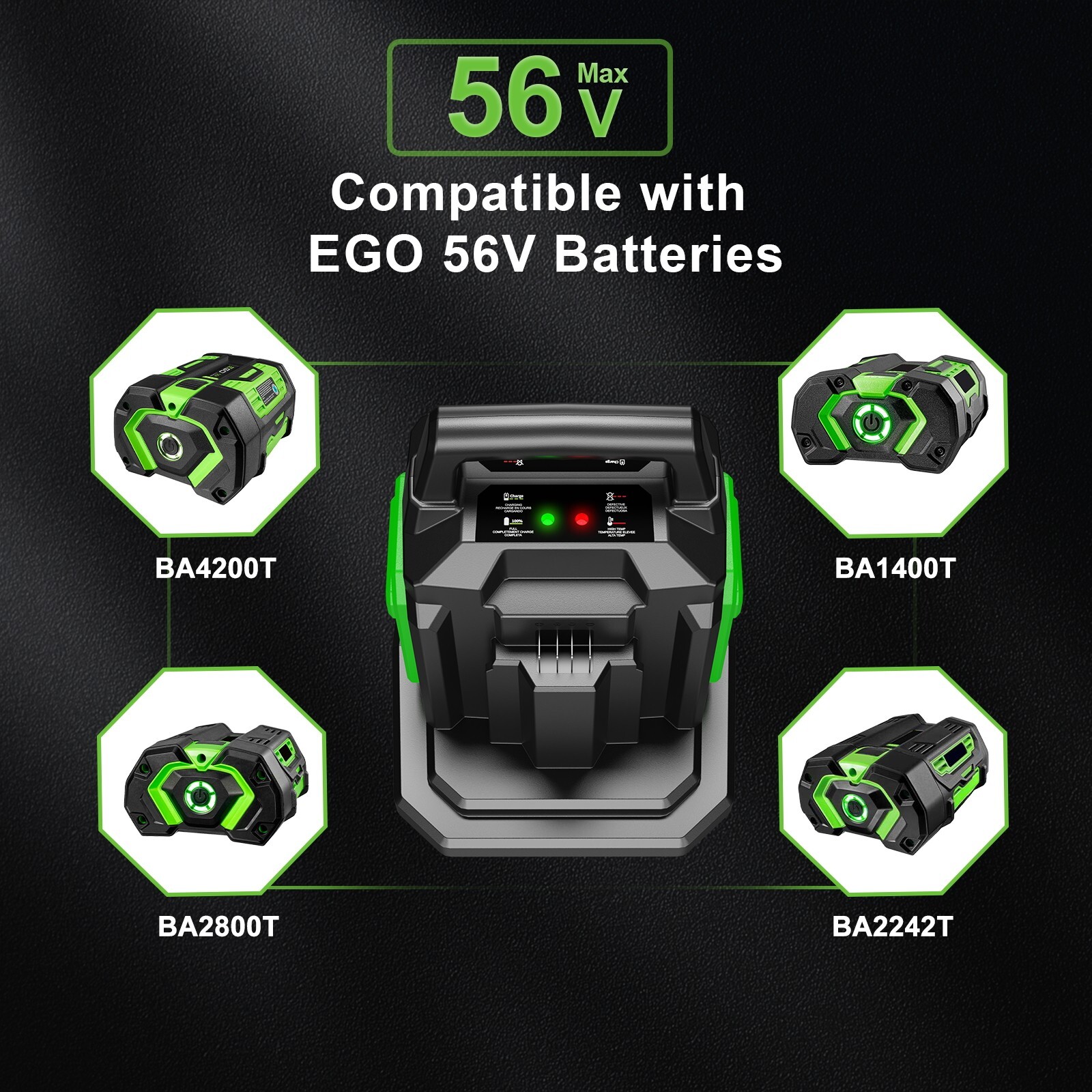 For EGO Power+ 56-Volt Lithium-ion Battery Dual Ports Rapid Charger CH2800D New