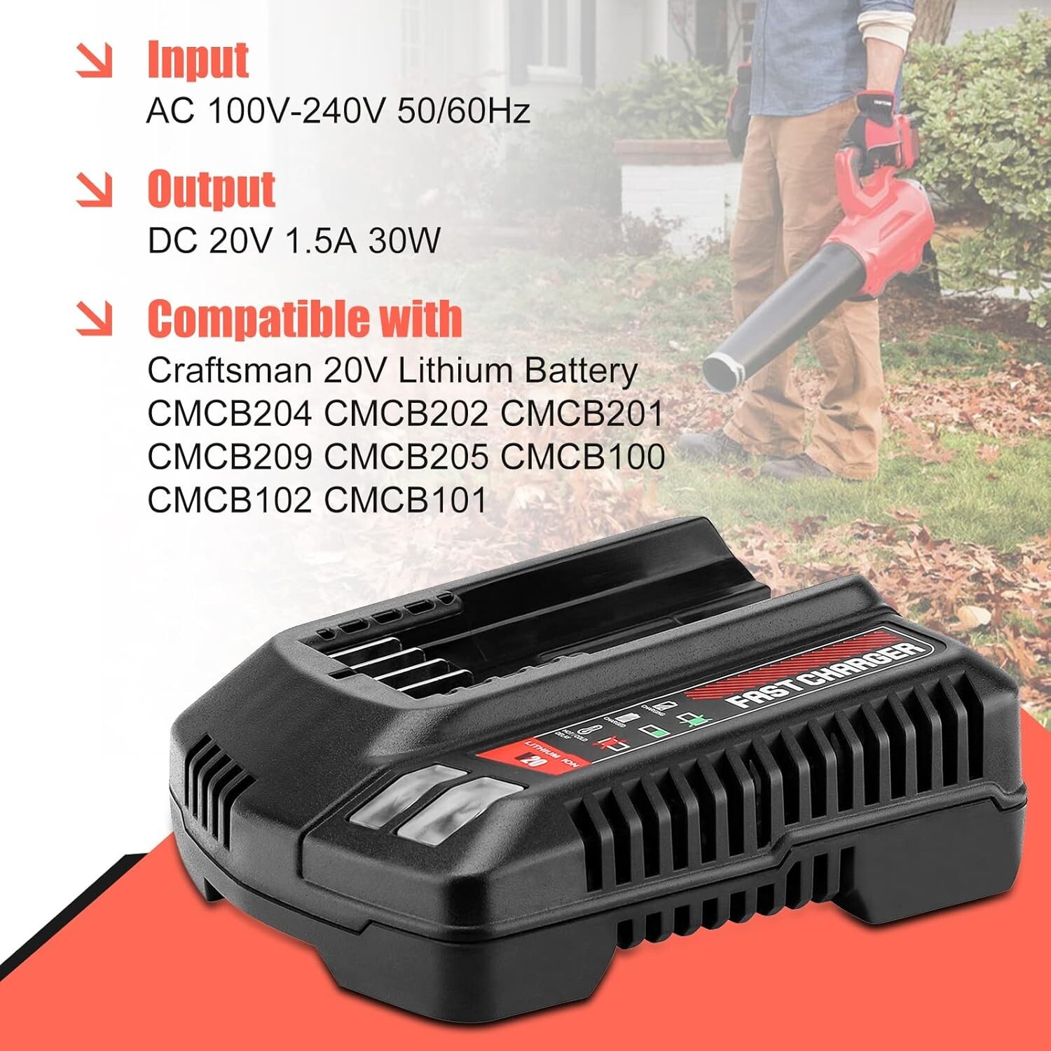 8.0Ah For Craftsman V20 20 Volt MAX Lithium Battery CMCB204 CMCB202 / Charger