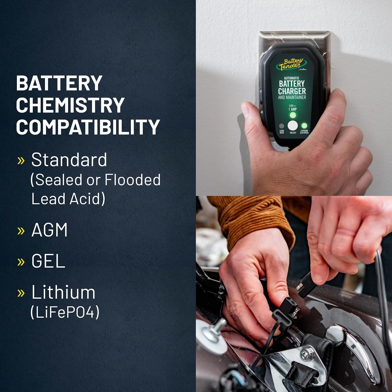 Battery Tender Junior 12V 800mA Charger for Lead Acid & Lithium Batteries