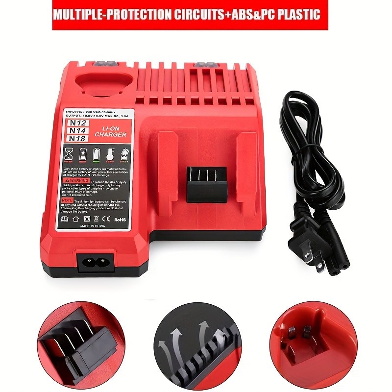 12V 18V Battery Charger for Milwaukee 48-59-1812 M12 M18 Lithium Rapid Charger