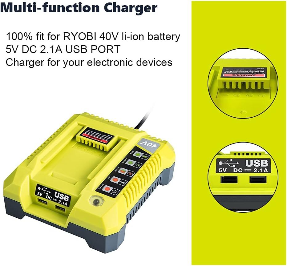 40V Battery Charger for Ryobi Li-ion Battery OP40261 OP4060 OP4050 OP4015 OP4026