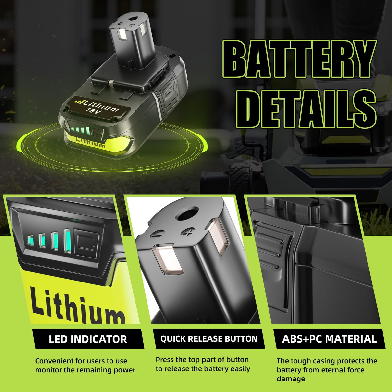 Vinida 2-Pack 3.6Ah Batteries Replacement For Ryobi 18V Battery P102 P103 P104