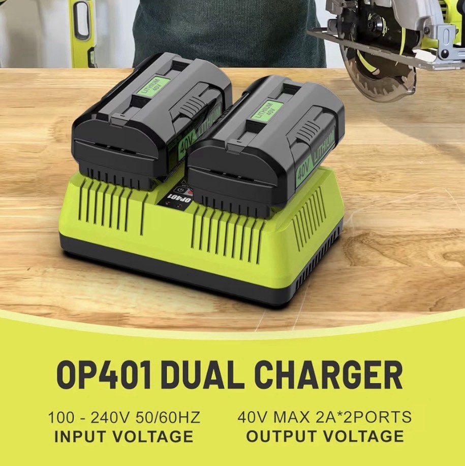 40V Dual Port OP401 Charger for Ryobi OP4040 OP4026 OP40601 Rapid Charger