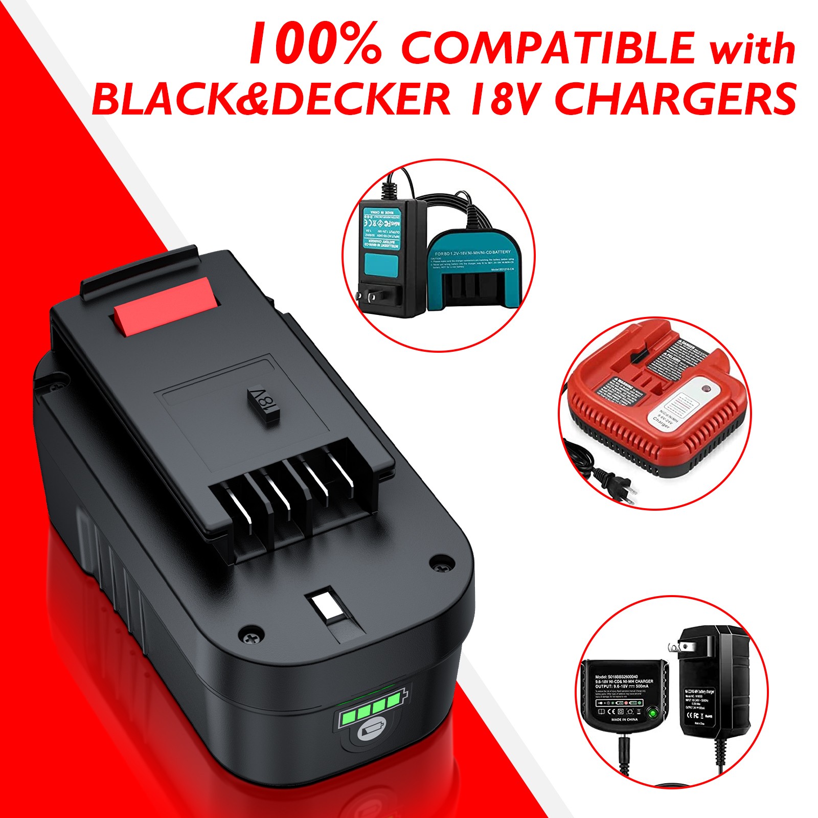 2 Pack for Black & Decker HPB18 18V 18Volt 8.0Ah Lithium-Ion Battery HPB18-OPE