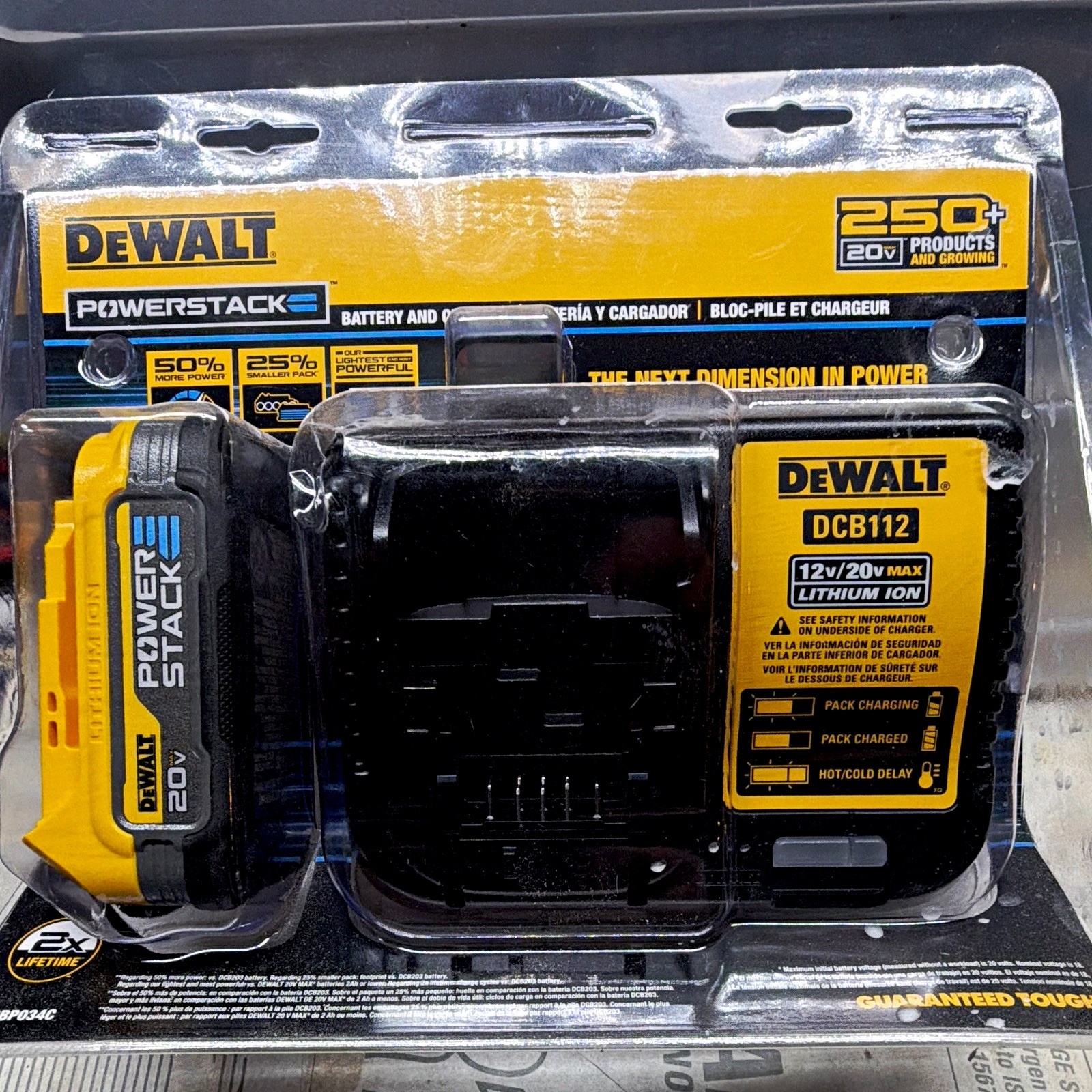 DEWALT DCB112 12V/20V MAX Charger w/ POWERSTACK Battery Kit Yellow