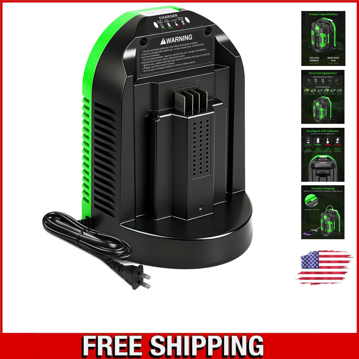 Wide Compatibility EGO 56V Battery Charger – Safe & Efficient Performance
