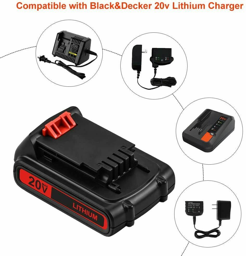 2x 20V 3.0AH Lithium-Ion Battery for Black Decker 20 Volt LB20 LBX20 LBXR20 US