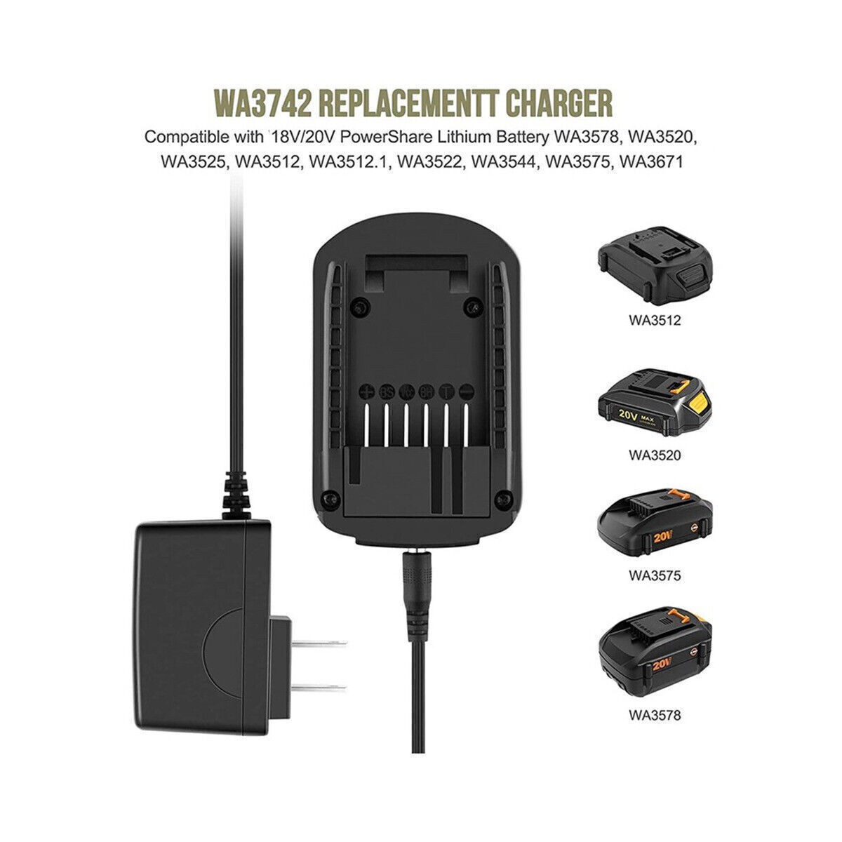 FOR WORX 18V 20V 3.0Ah Lithium Ion Battery Charger WA3520 WA2575 WA3525 WA3575