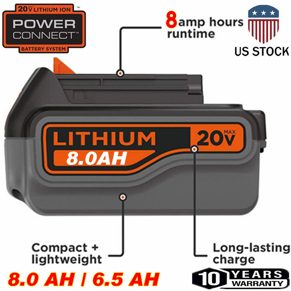 20V Max Lithium Battery 8.0AH For Black + Decker LBXR20 LBX20 LB2X4020 LB2X3020