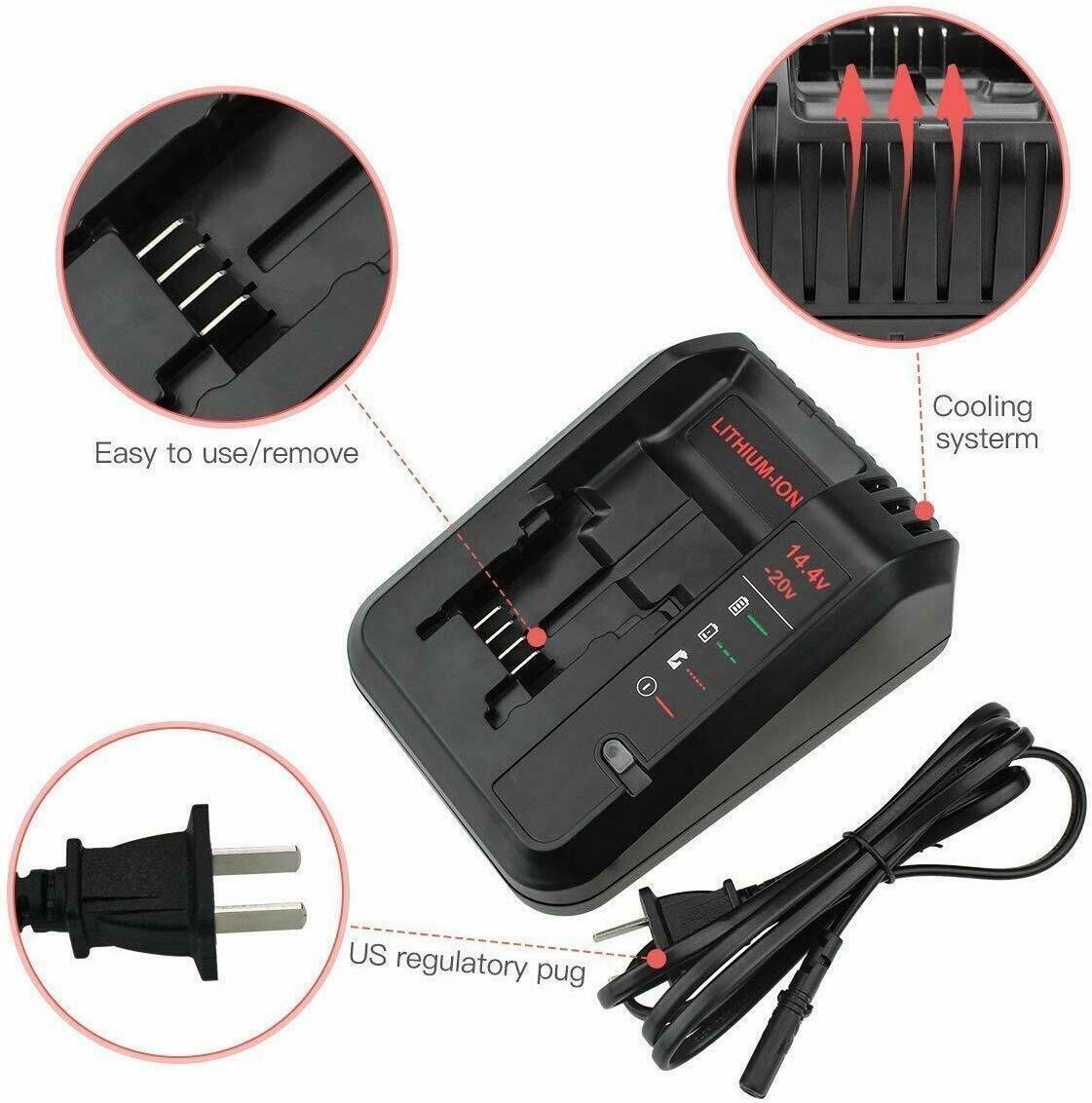 20V for Black and Decker 20Volt Lithium Battery Charger LBXR20 LB20 LBX20 Li-Ion