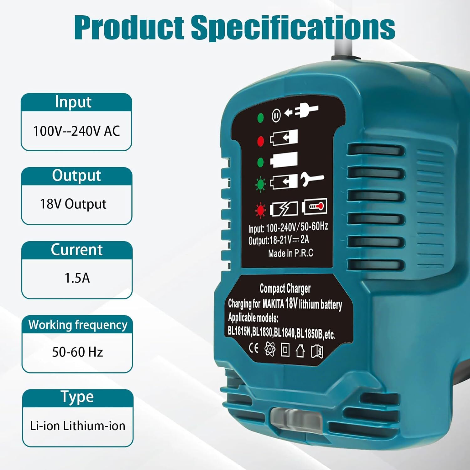 Battery Charger Fast Charger for Makita 18V BL1850 BL1840B BL1820 BL1815 BL1860