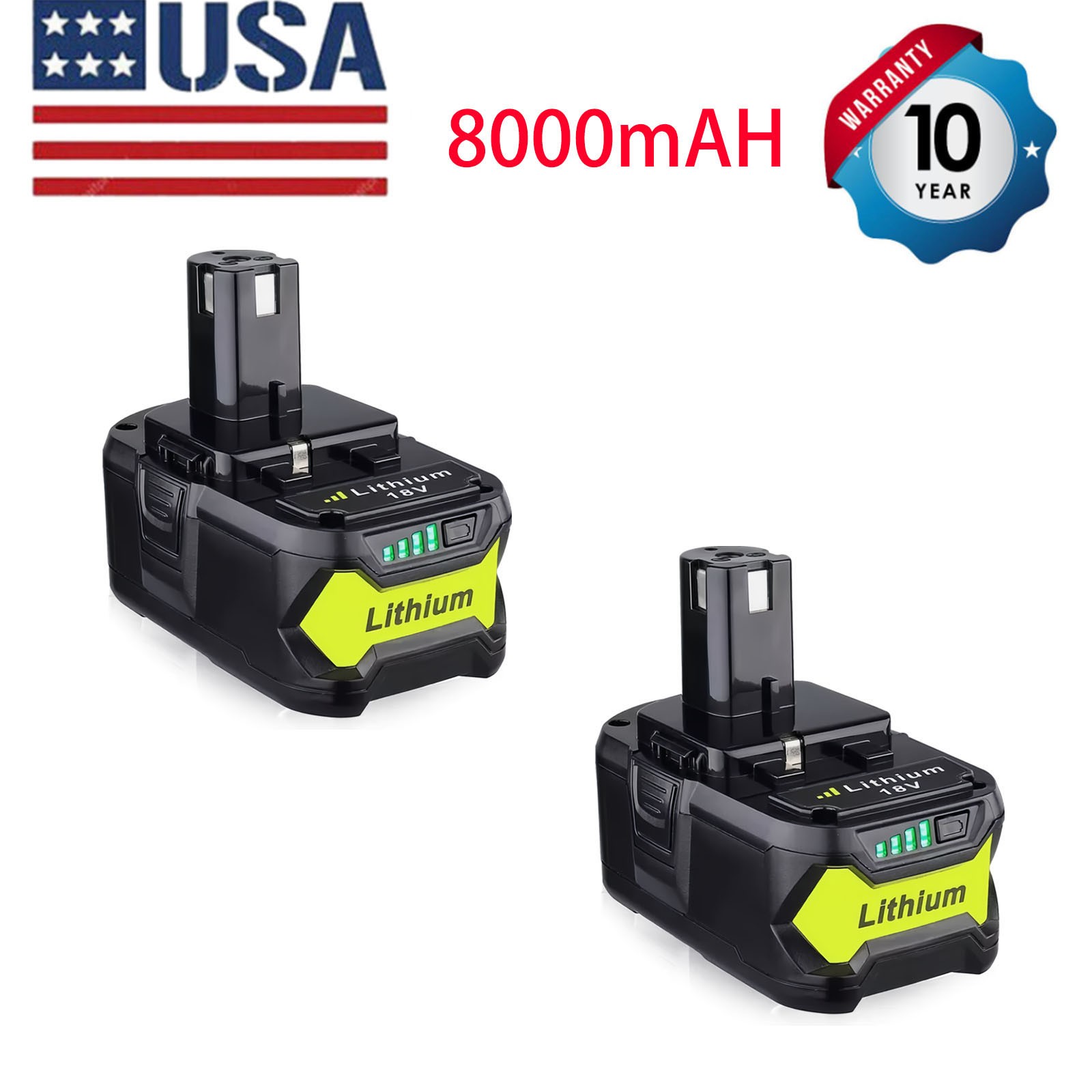 8.0Ah P108 For RYOBI 18V Battery P107 One Plus High Capacity Lithium 18 Volt New