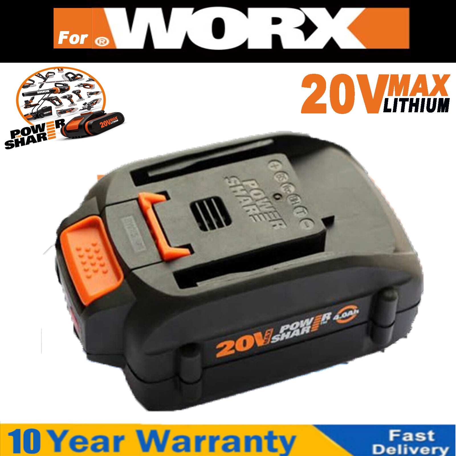 20 Volt 4.0AH WA3520 WA3575 For WORX 20V Max Lithium Ion Battery WG160 WG545 NEW