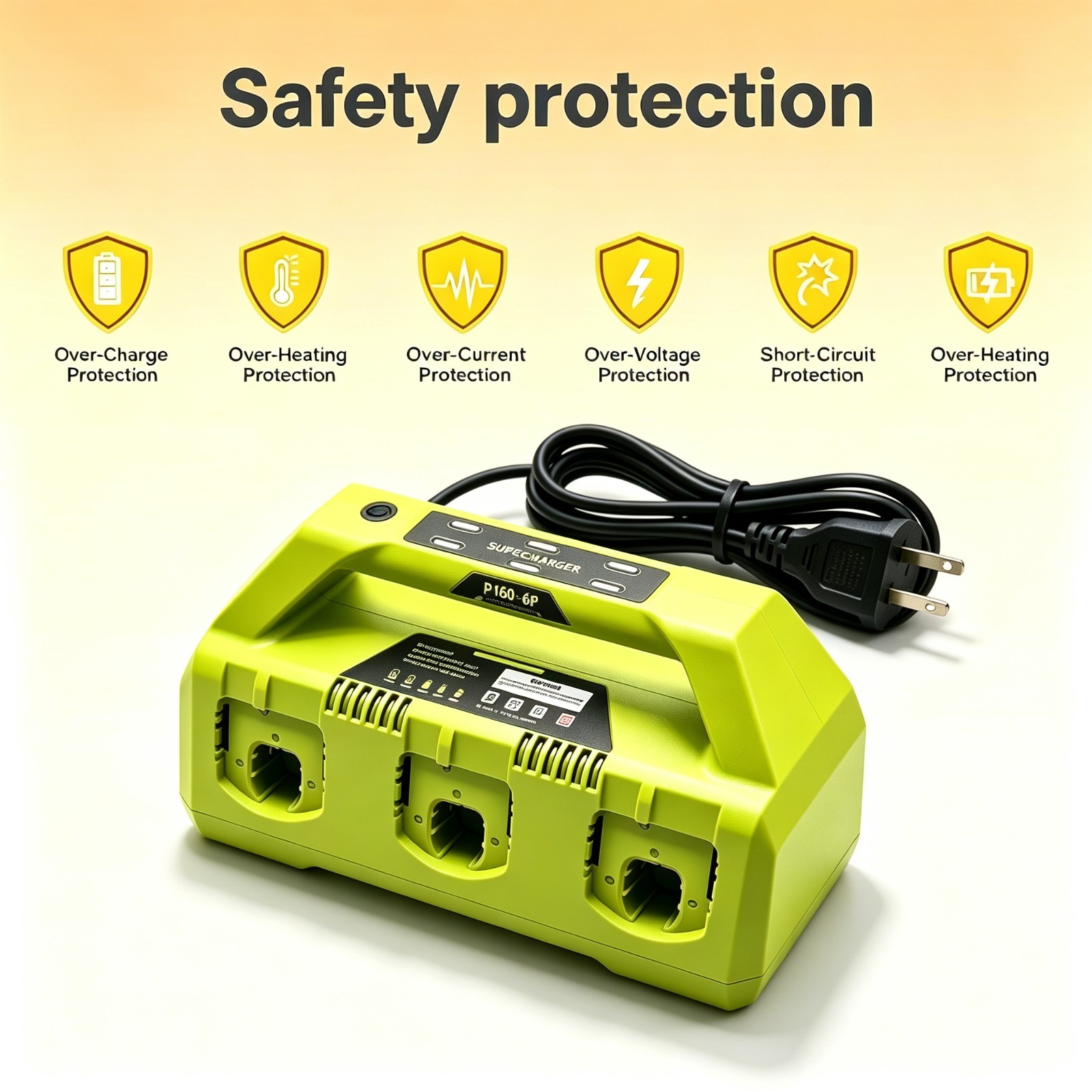 4A 6-Port Rapid Charging Station Compatible with Ryobi 18V P135 PCG005 P118 P117