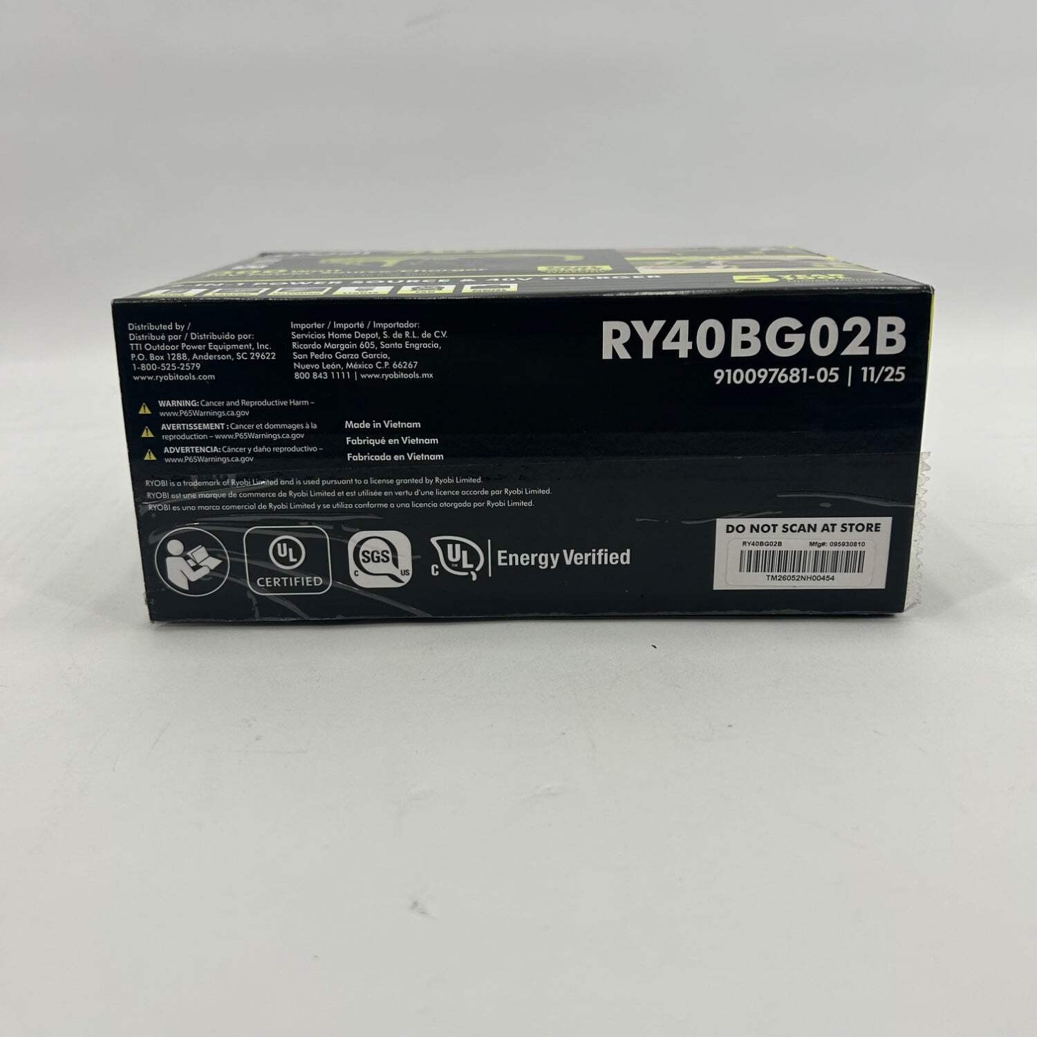 New Ryobi RY40BG02B 40V Power Source / Charger