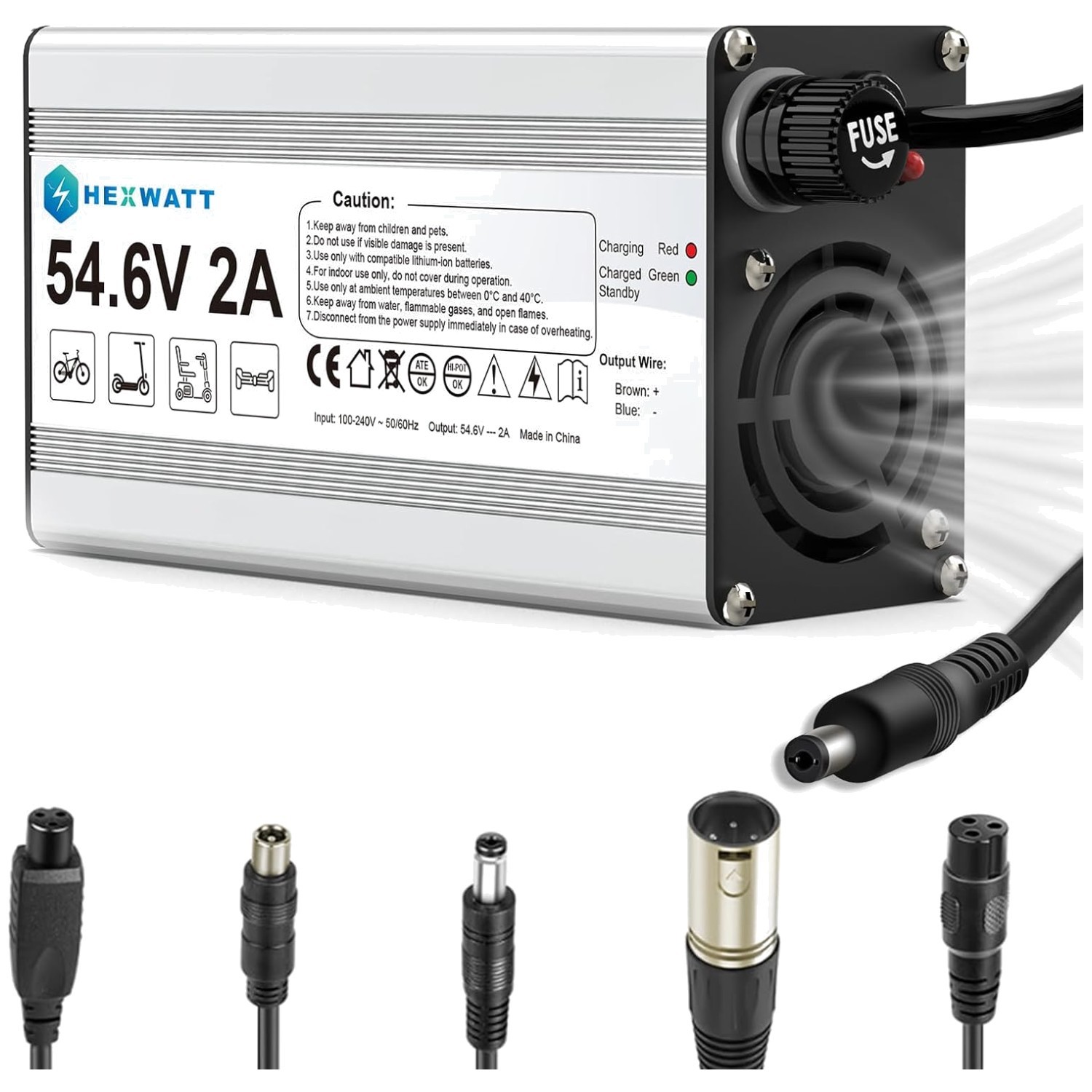 54.6V 2A Charger for 48V Lithium-ion Battery -]