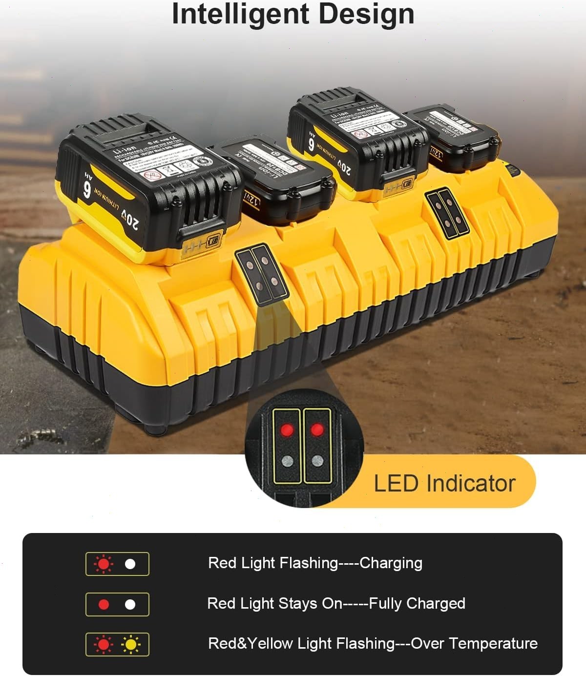 For DEWALT 12V/20V DCB104 4-Port Battery Charger Fast charger Lithium XR DCB205
