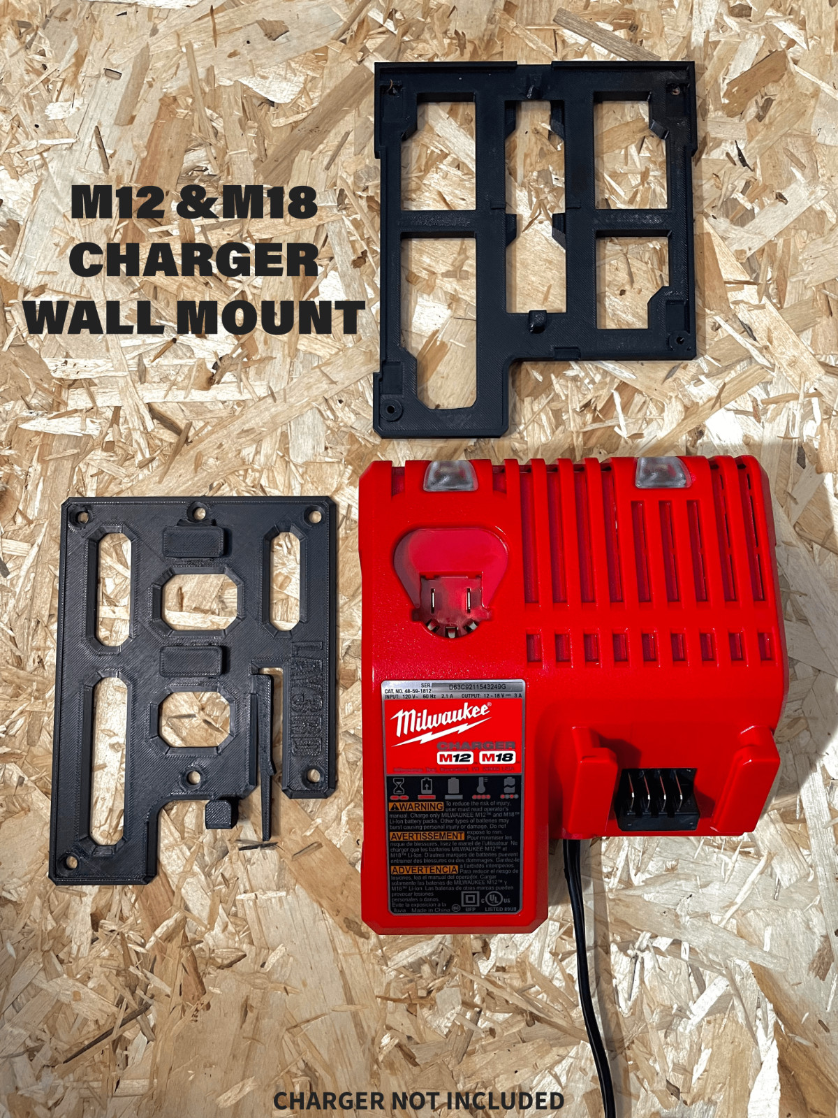 Detachable Wall Mount for Milwaukee M12/M18 Charger 48-59-1812/48-59-1808 Rapid