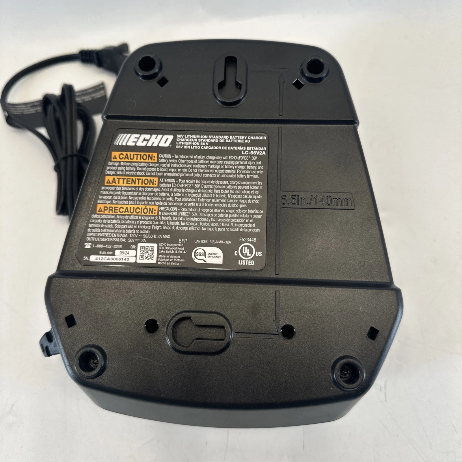 Echo eForce 56 Volt Standard Charger Model LC-56V2A