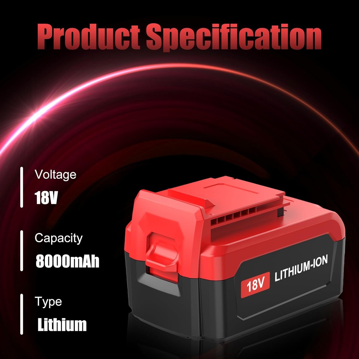 18V 8.0Ah Lithium-Ion Battery for Porter Cable PC18B PC18BL PC18BLX / Charger