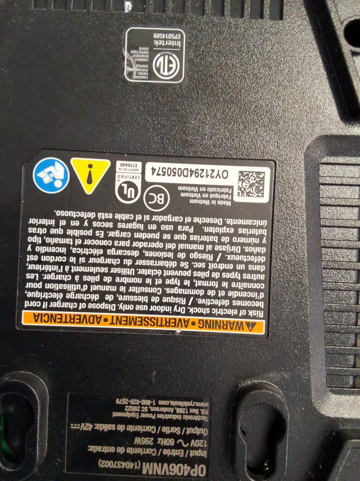 RYOBI 40V Lithium-Ion Rapid Charger Genuine OP406VNM Store Display NEW Brand New