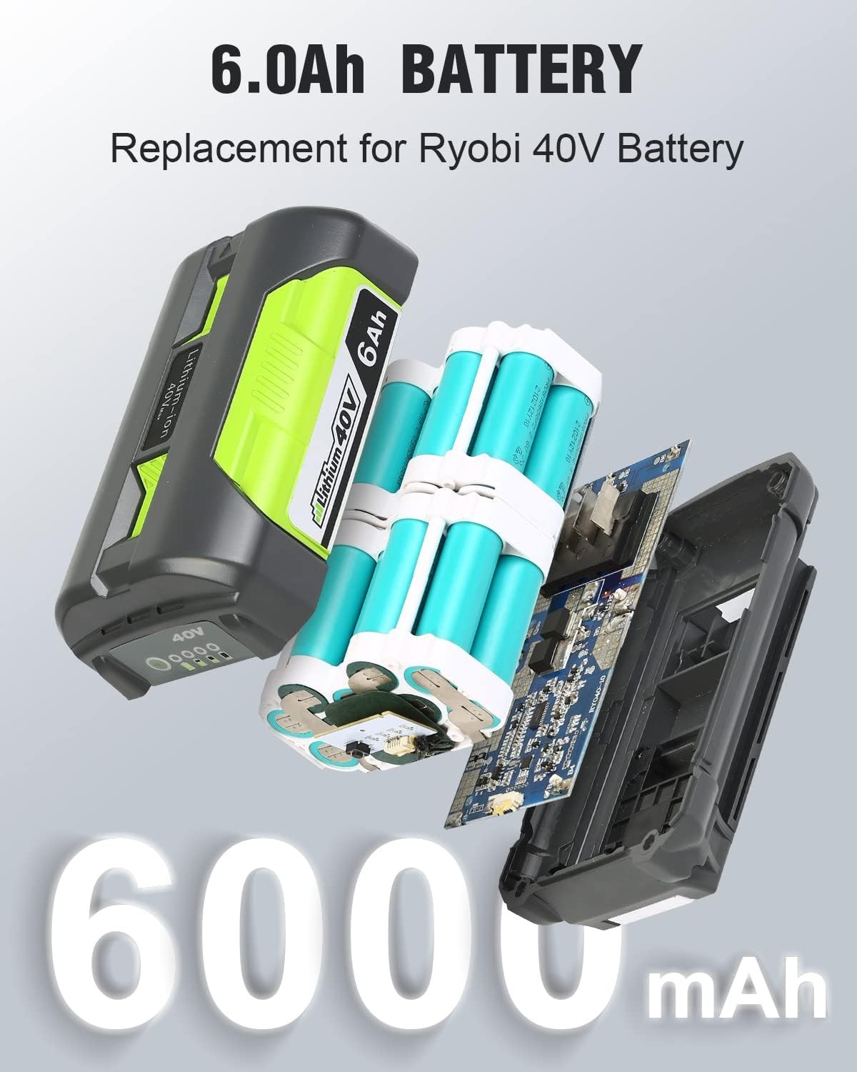 2PCS For RYOBI 40V OP4050 High Capacity Battery OP4050 OP4015 Lithium Battery