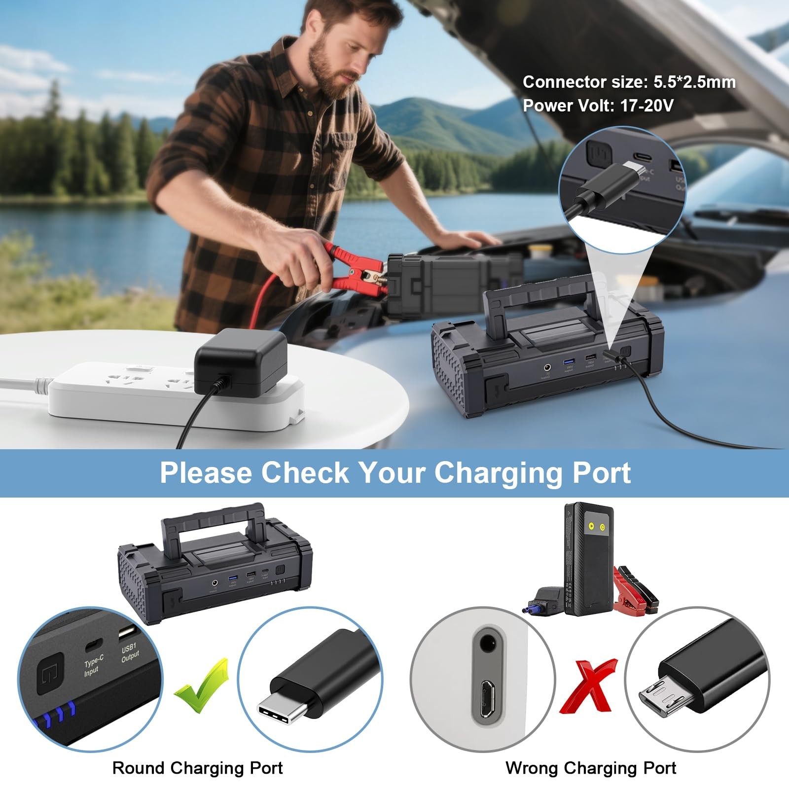 VIFOCUFY 12V AC/DC Adapter USB-C Charger Power Supply for AVAPOW A58 Black