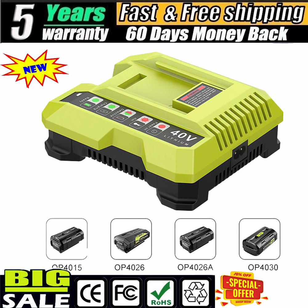 40V For Ryobi OP408VNM Lithium-Ion Battery Rapid Charger OP406VNM 40-Volt NEW