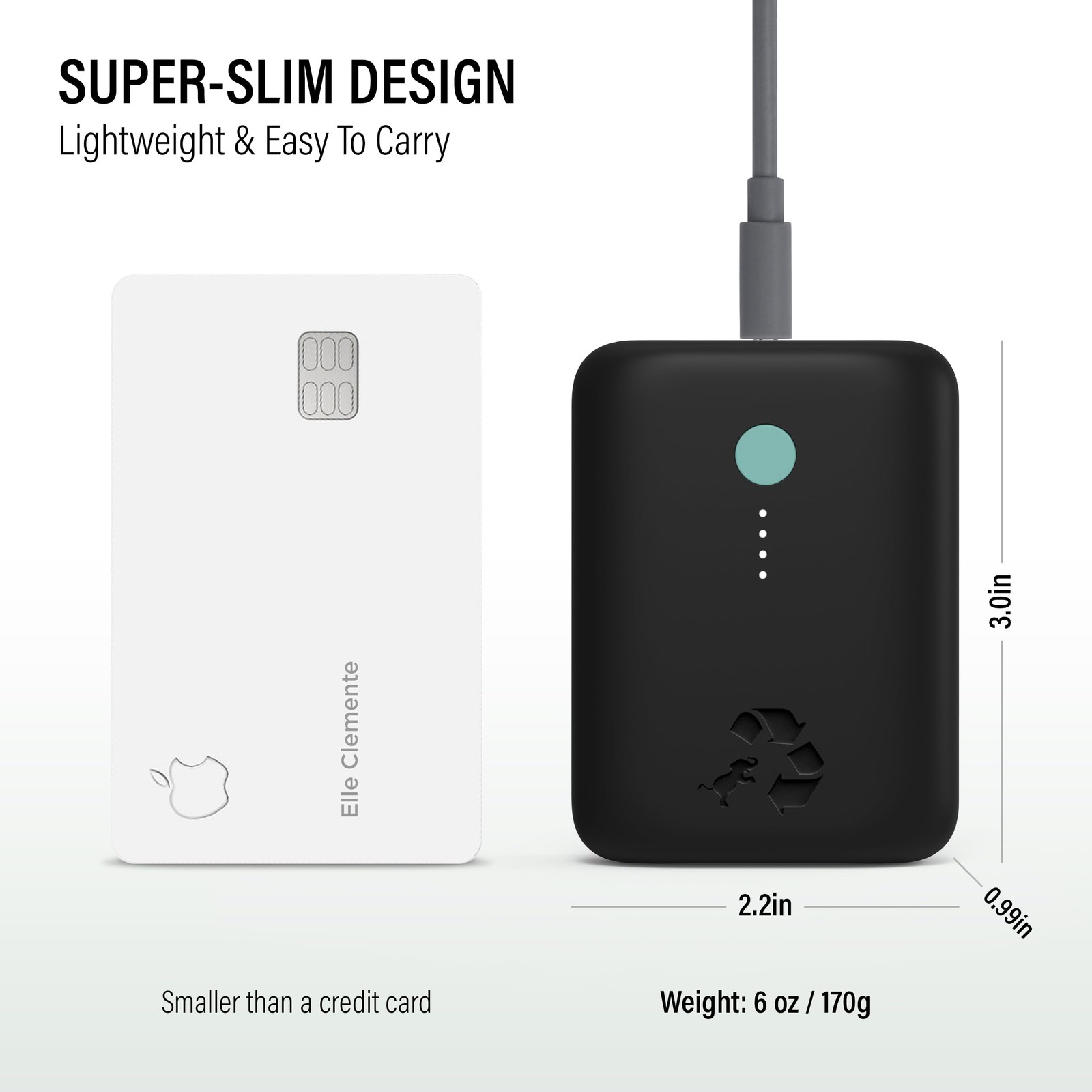 Nimble Champ Lite Portable Charger 5200Mah Charging Power Bank 15W Usb C And A