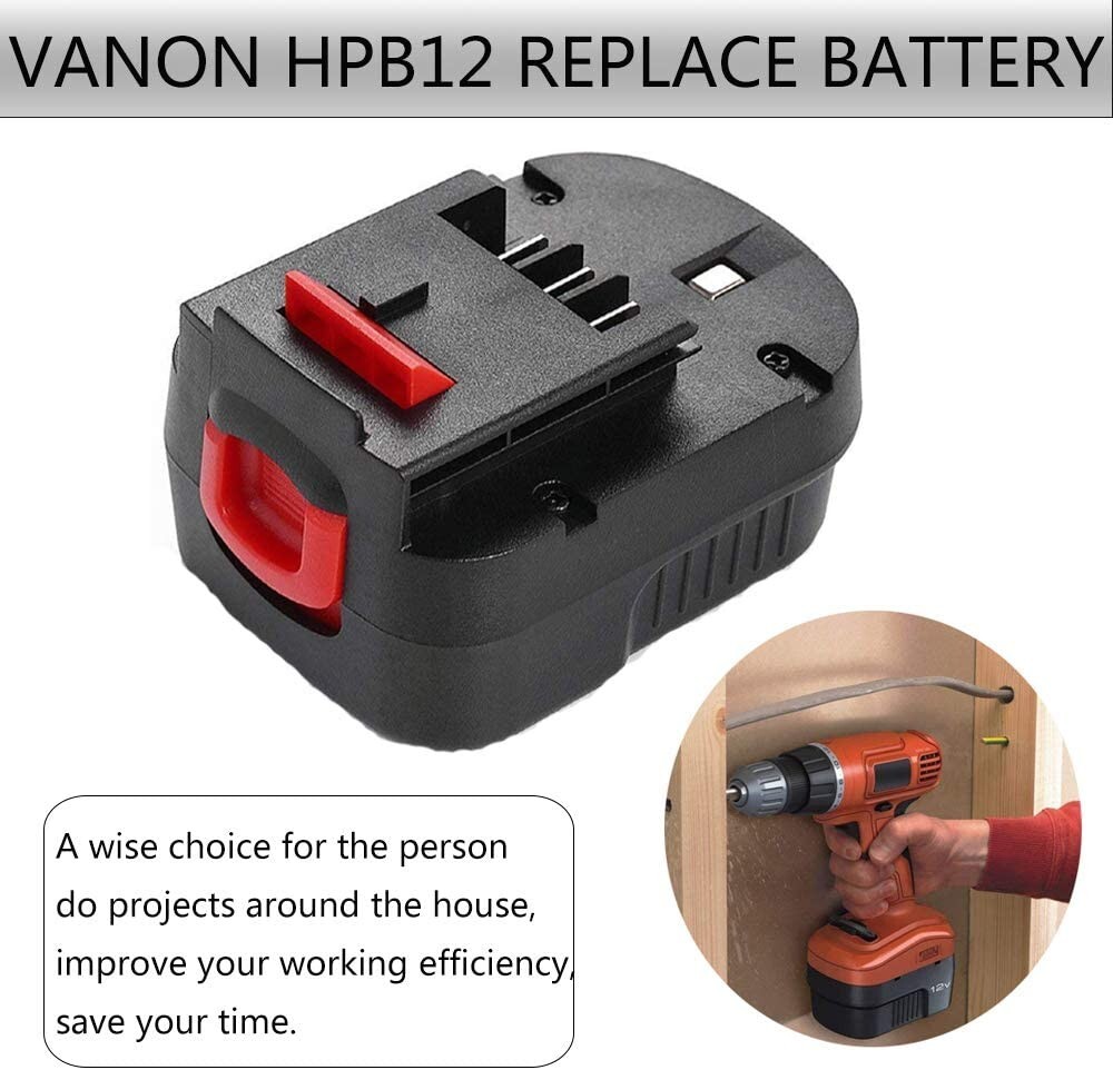 2PACK 12V For BLACK DECKER Slide Battery HPB12 A12 A12-XJ A12EX FSB12 Firestorm