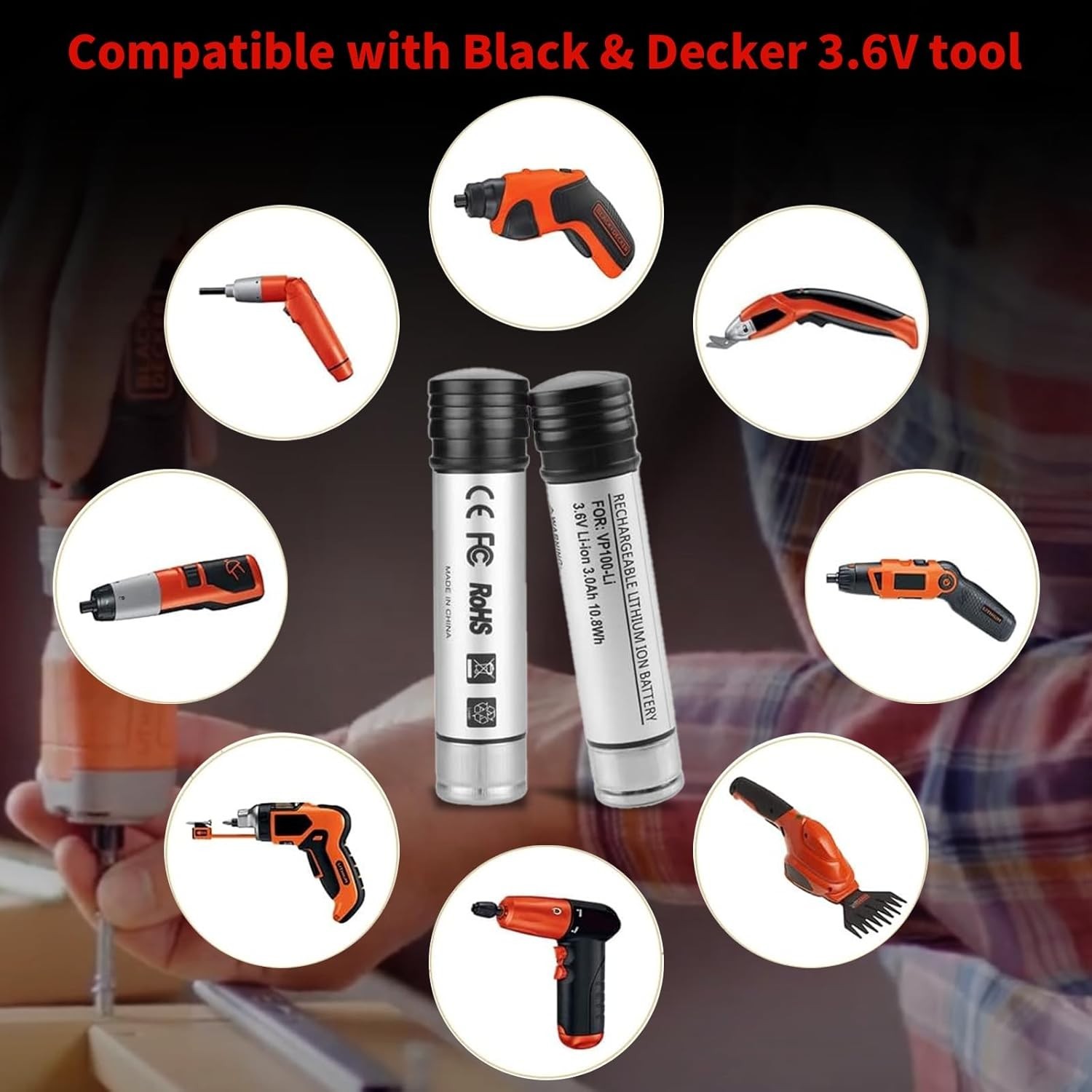 NEW 2-Pack VP100 3.6V Versapak Batteries w/ 2-Port Charger for Black+Decker