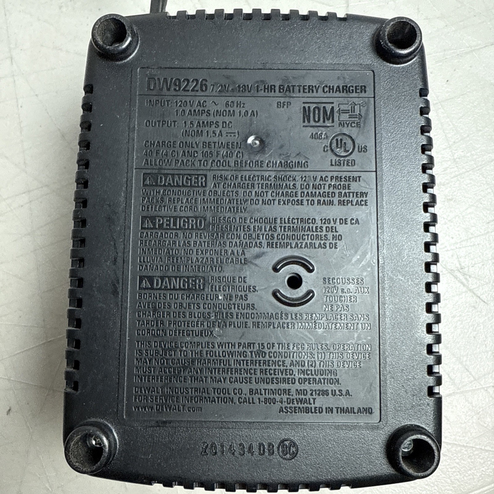 DeWalt DW9226 7.2V–18V NiCd Battery Charger OEM Tested