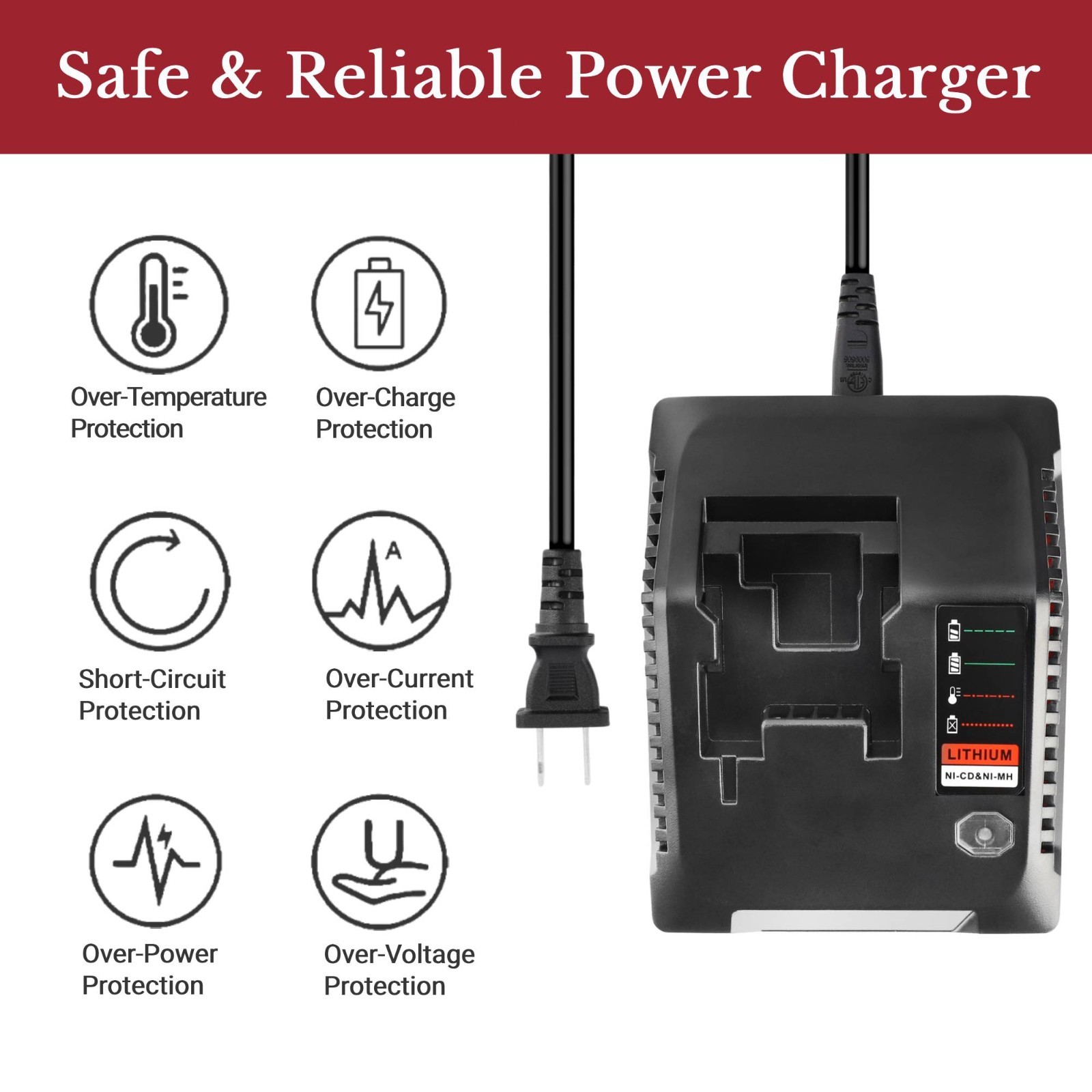 Replacement Charger for Porter Cable 18V Battery PC18B PC18BL PC18BLX PCXMVC