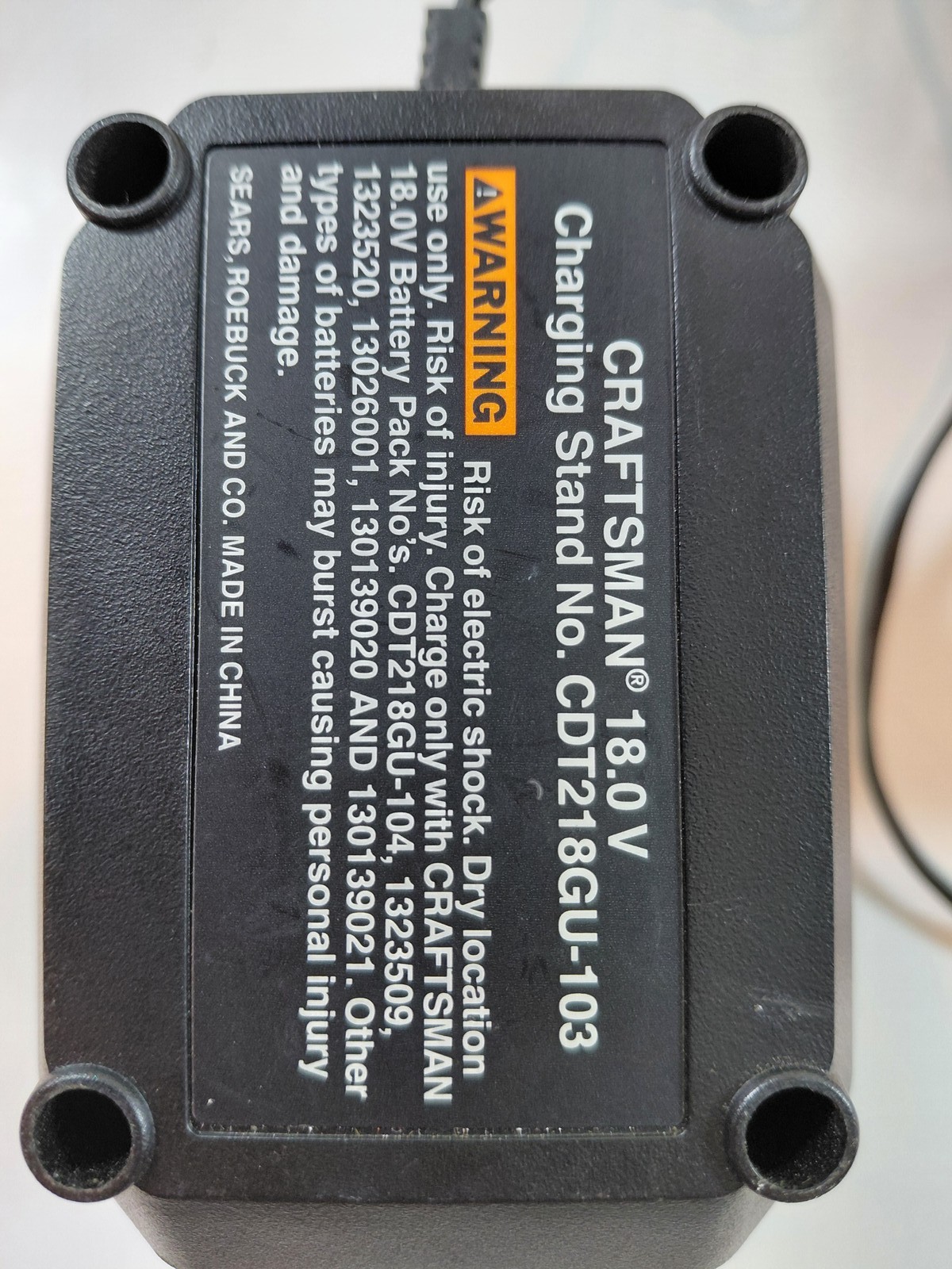 CRAFTSMAN 18V Power Tool Battery Charger Stand & AC Adapter No. CDT218GU-103