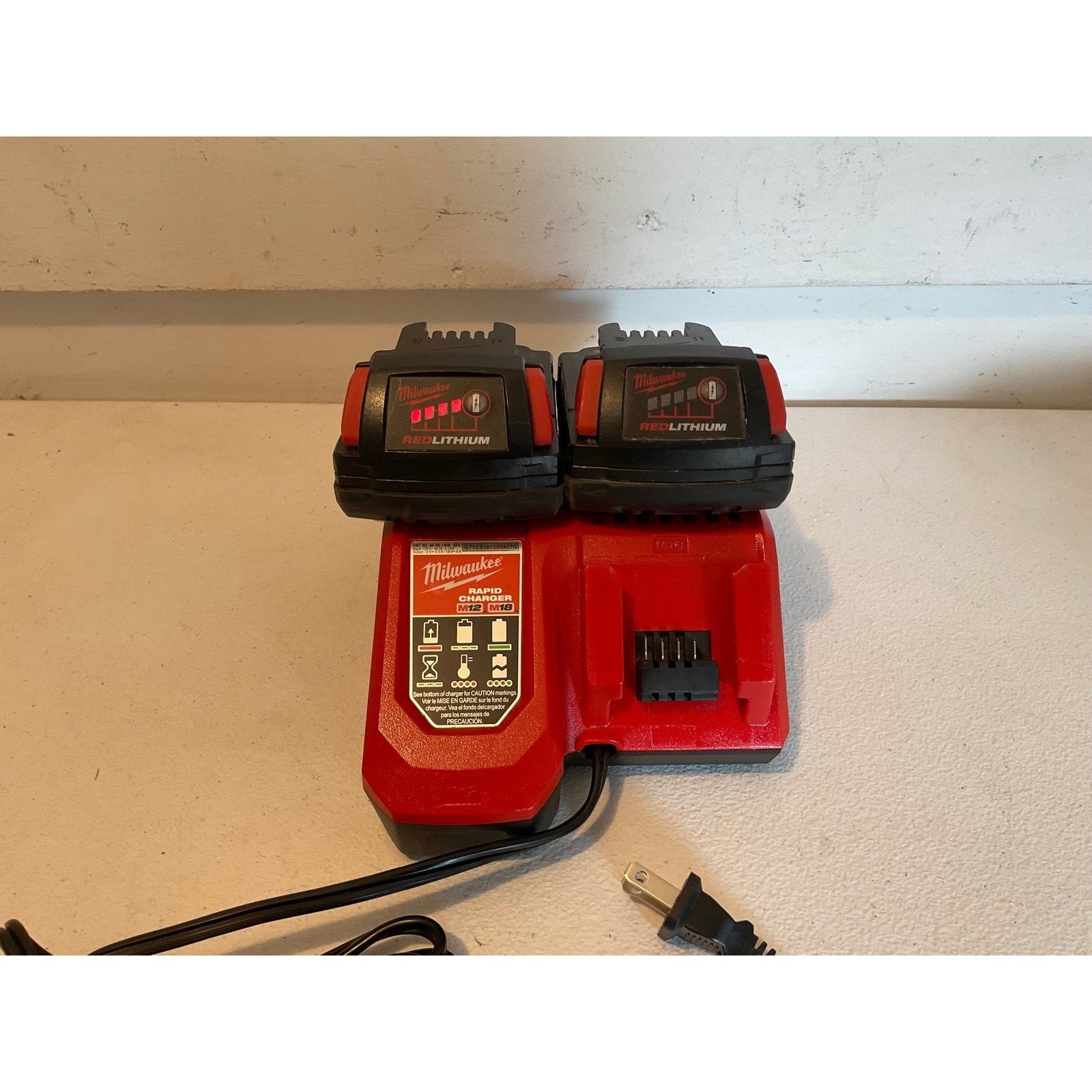 Milwaukee M18 M12 Rapid Charger with Two M18 2.0Ah Batteries