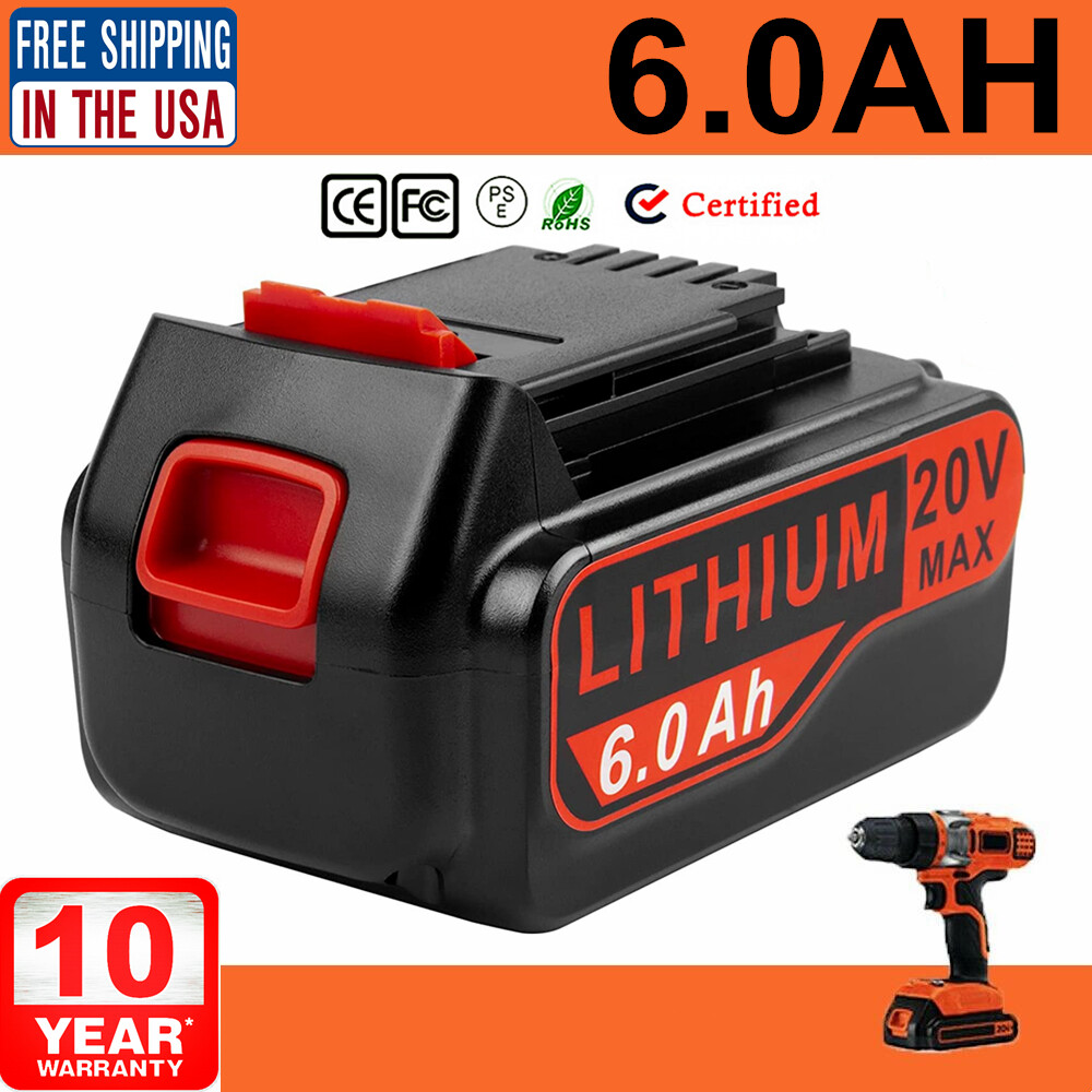 20V 6.0AH Lithium Battery for Black & Decker 20 Volt LB20 LBX20 LBXR20 LB2X4020