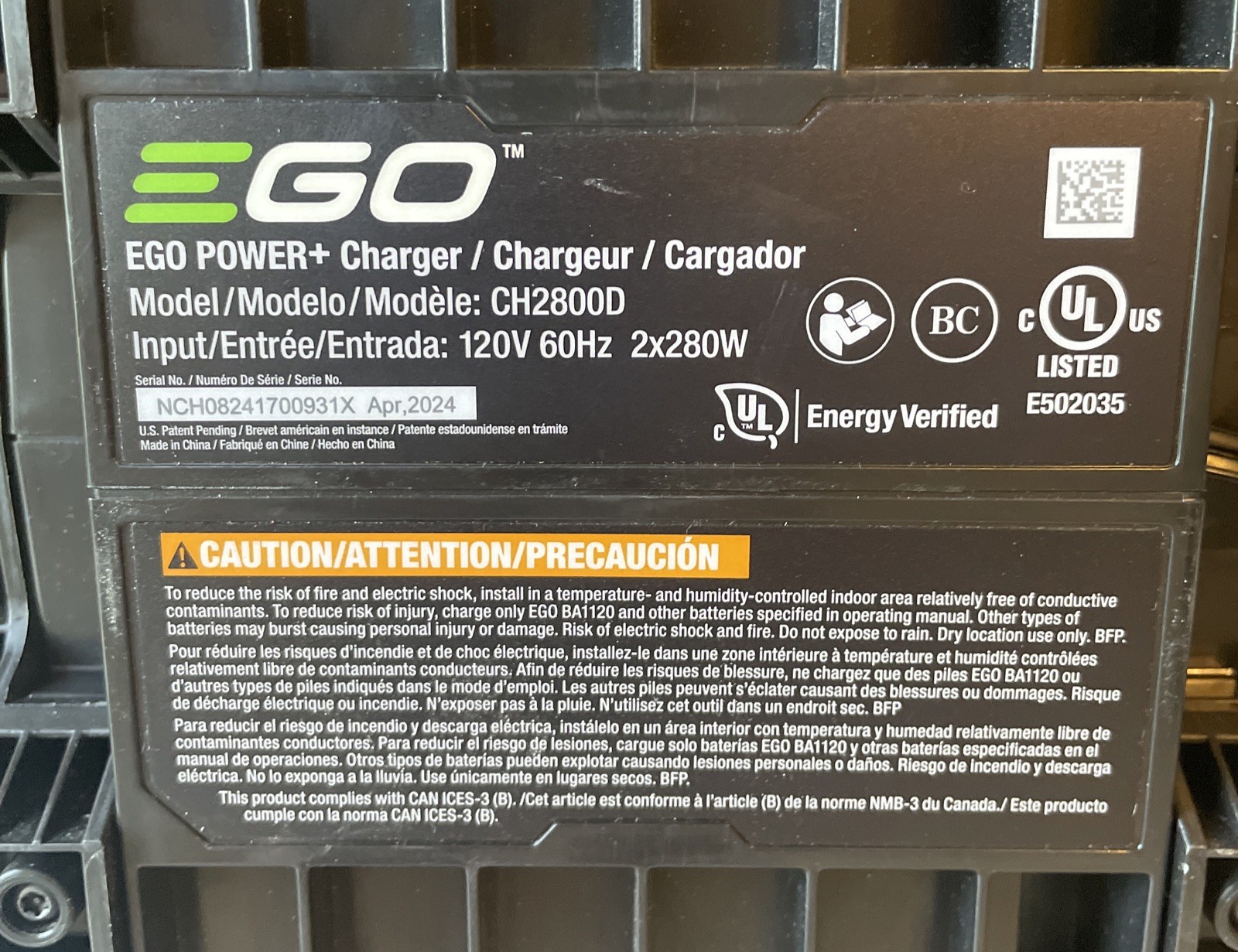 EGO Power+ CH2800D 56V 280W Dual Port Battery Charger – Black/Green