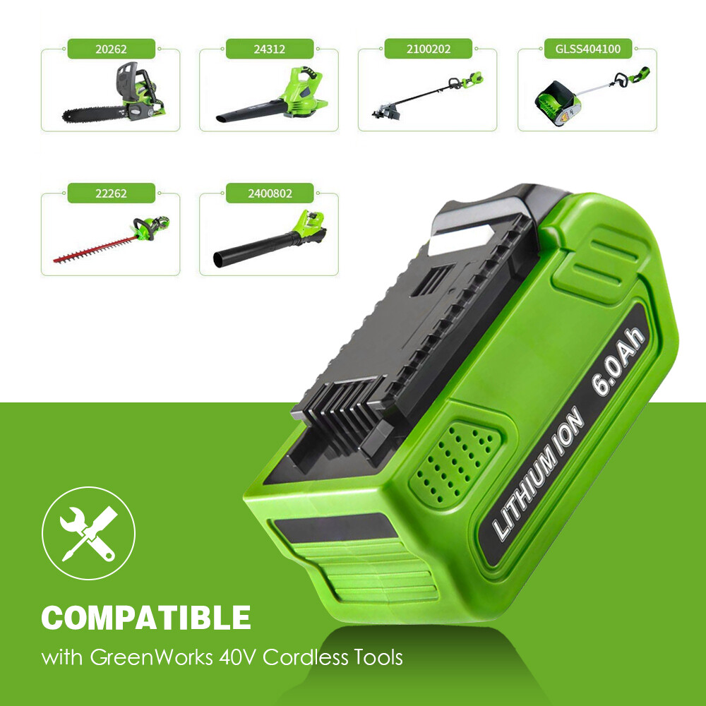 40V 6.0Ah For Greenworks G-MAX Lithium Battery 29472 29462 29252 20202 40 Volt